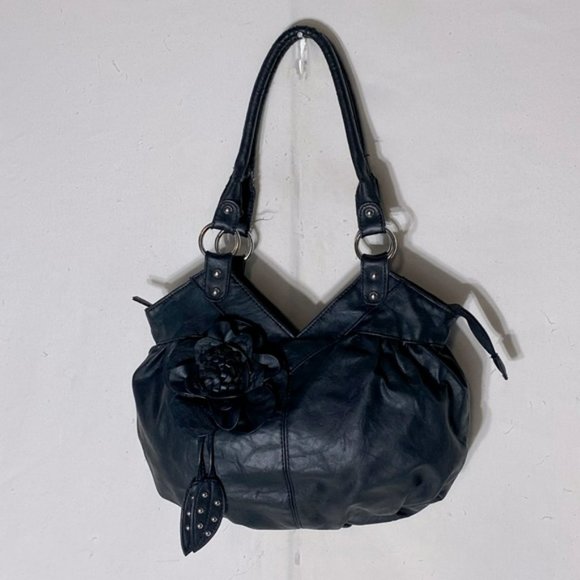 D Fusion Bags D Fusion Black Faux Leather Boho Hobo Bag Shoulder
